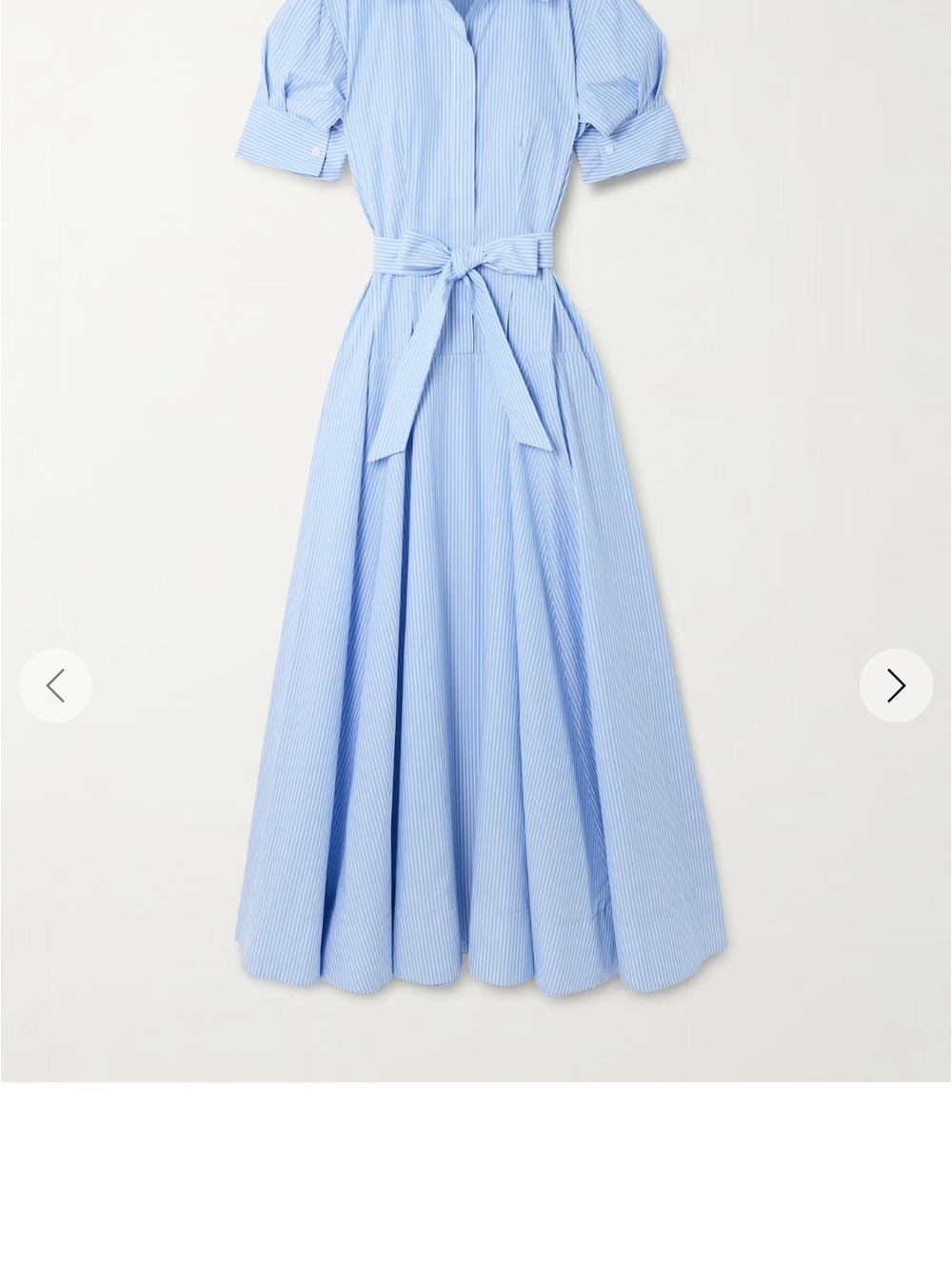 Light Blue Striped Maxi Shirt Dress with Tie Waist